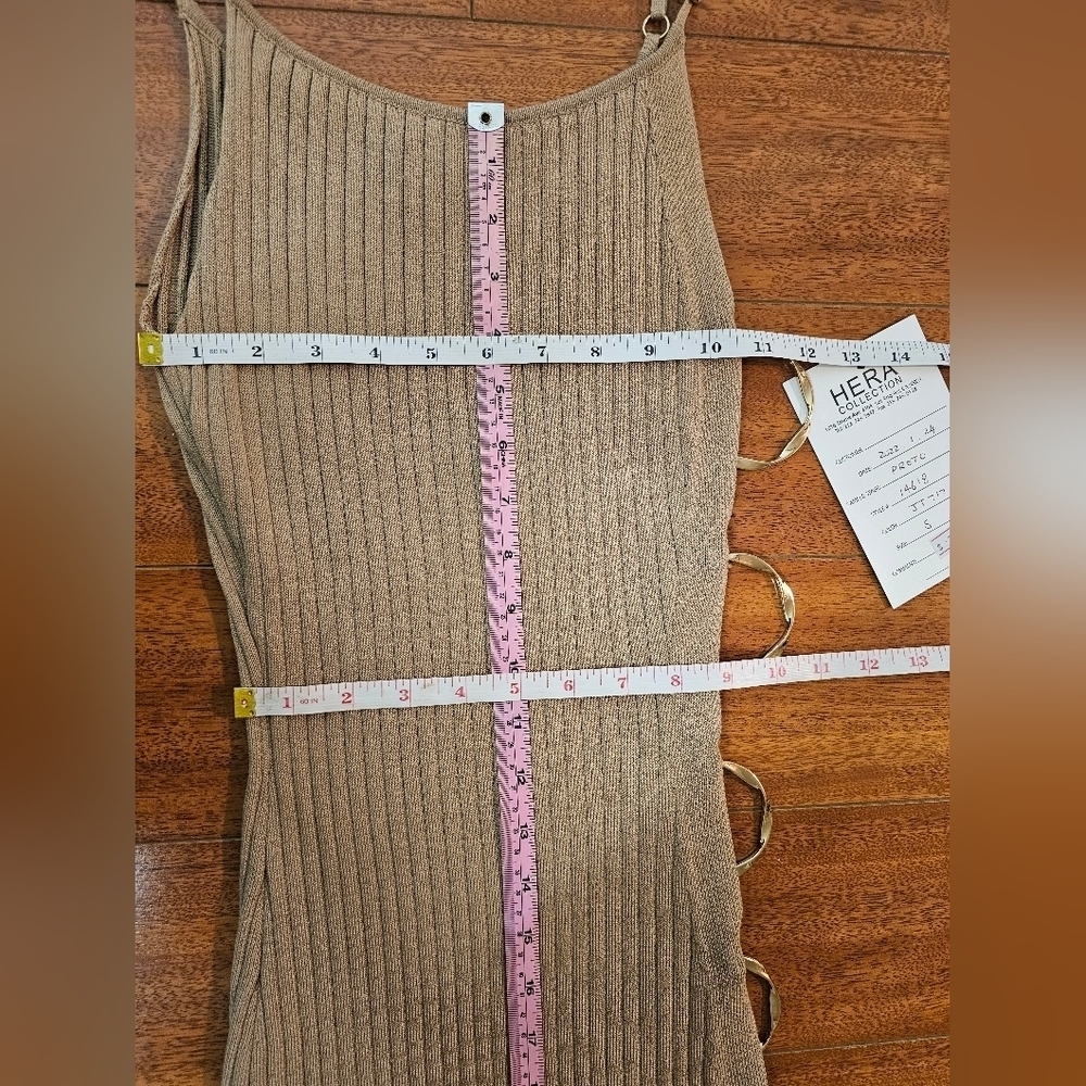 Hera Collection Taupe Dress Ribbed With Side Opening Size S Sexy Clubwear NEW - Picture 9 of 16